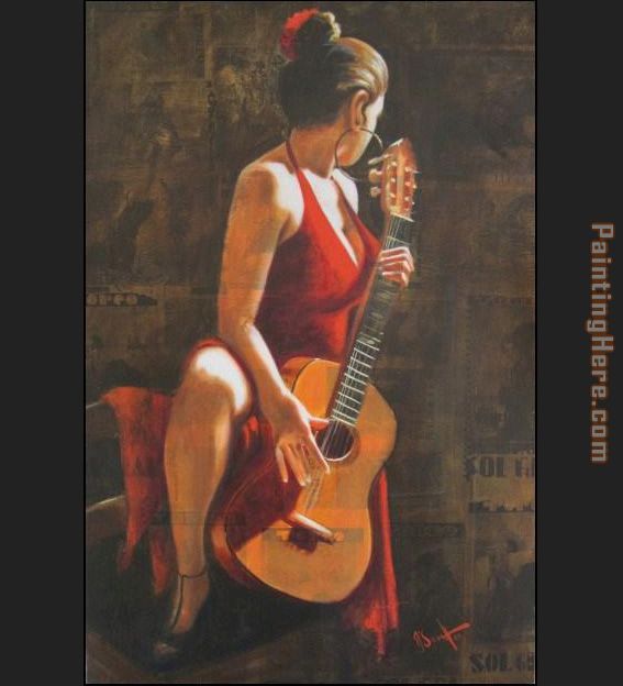 Sexy Flamenca Guitar Flamenco Dancer David Silvah painting - Flamenco Dancer Sexy Flamenca Guitar Flamenco Dancer David Silvah art painting